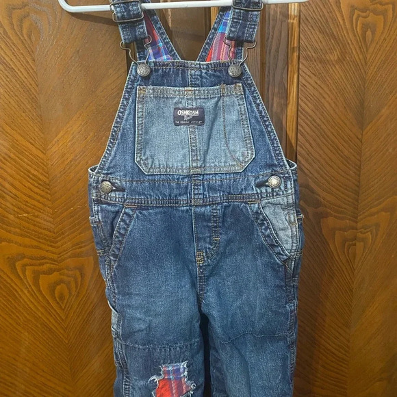 Oshkosh B'gosh Plaid Lined Denim Overalls - Picture 3 of 9